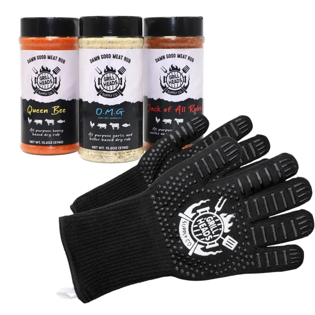 Grillheads Supply Damn Good Meat Rubs  Dry Rub Bundle with Gloves