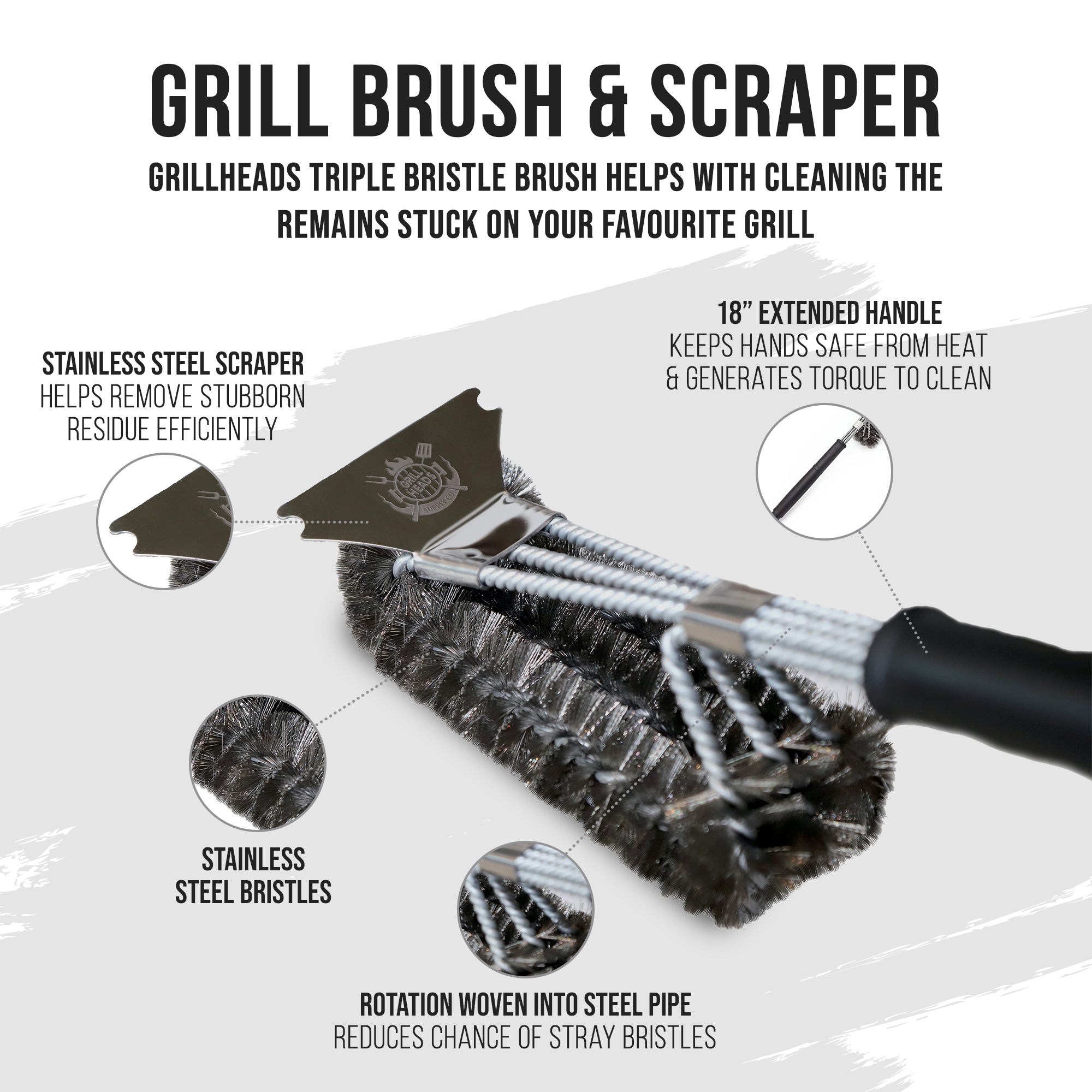 Grill Brush And Scraper,bbq Grill Cleaning Brush Kit, Safe Wire